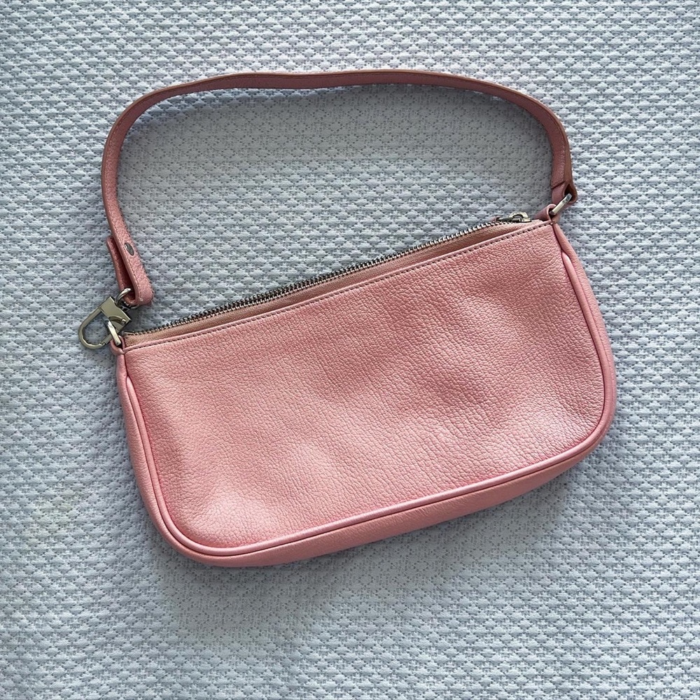 pink leather by far shoulder bag — euc